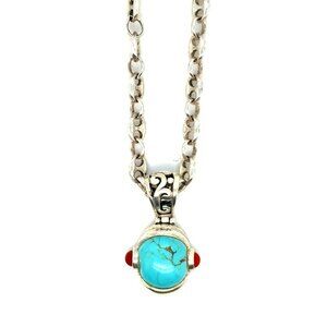 Silver 925 Red Stone/Turquoise Necklace